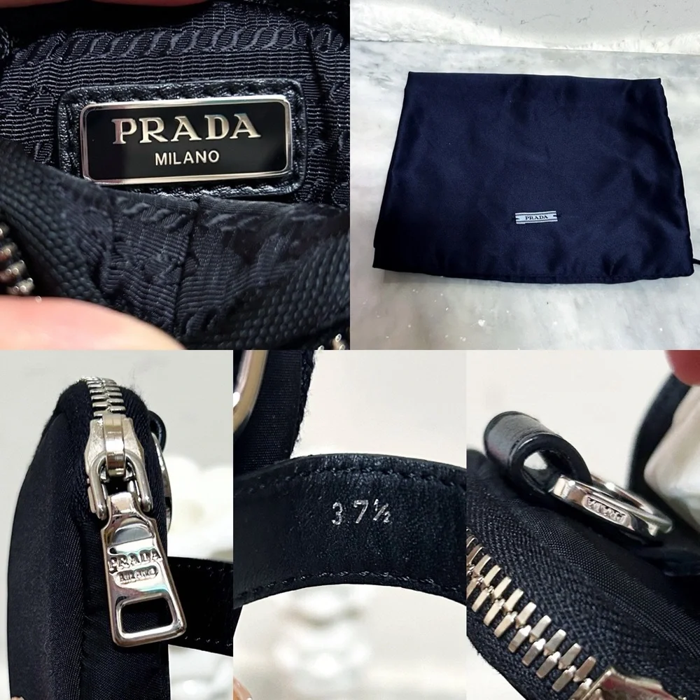 Authentic Prada Black Tessuto Mini Ankle Pouch / Bag